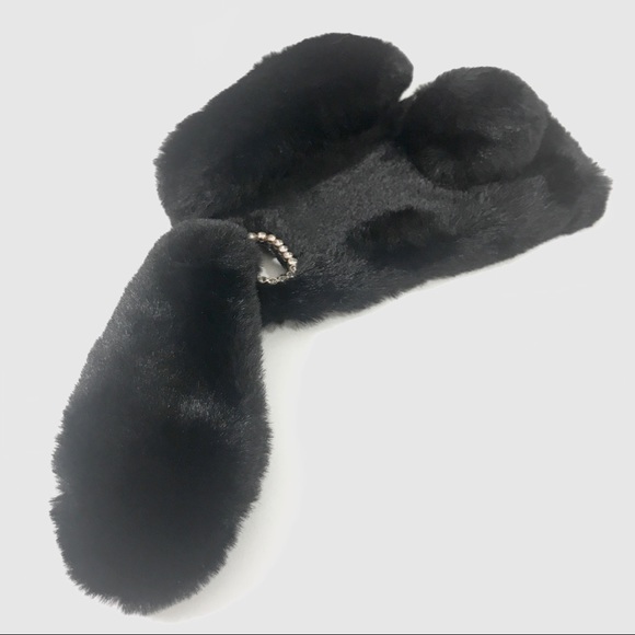 FREE PEOPLE iPhone 6/6S/7/8/SE2 Black Fur Floppy Bunny Ears Cute Phone C… - Picture 7 of 8